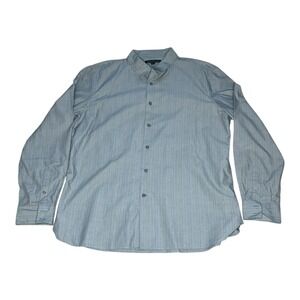 John Varvatos USA Blue Stripe Dress Shirt Mens XL Long Sleeve Button Down Casual
